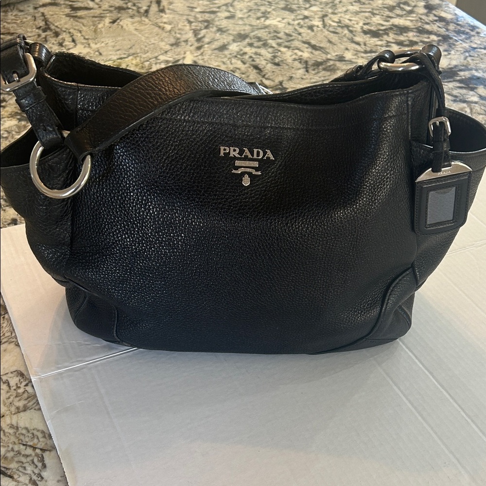 Prada Vitello Daino leather shoulder bag with silver hardware Posh Authenticated